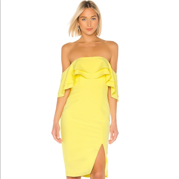 Bardot Revolve Band Dress in Lemon Drop Size 4 - Picture 2 of 12